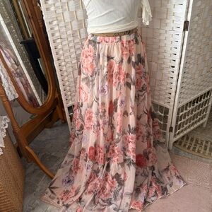 Feminine Floral Pink Maxi Skirt - Bohemian Flow